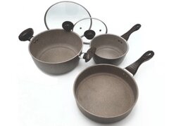 Set 2 cratite si tigaie din granit Hausberg HB-H711, 19, 25 si 26 cm,capac Sticla